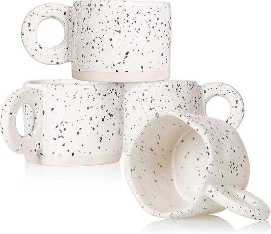Coffee Mug,Ceramic Coffee Mugs Stoneware Coffee Cups with Handle for Latte, Espresso,Cappuccino,Hot Chocolate,Milk Mugs Set Dishwasher Microwave Safe (White)