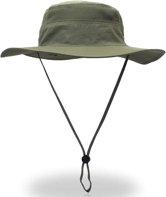 Men'S Sun Hat UPF 50+ Wide Brim Bucket Hat Windproof Fishing Hats